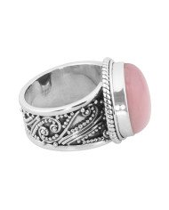 Pink Opal Ring Classic Solitaire Ring Natural Gemstone Ring