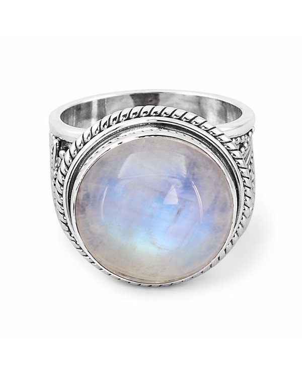 Sterling Silver June Birthstone Rainbow Moonstone Statement Ring