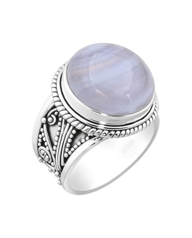 Blue Lace Agate Sterling Silver Handcrafted Statement Ring
