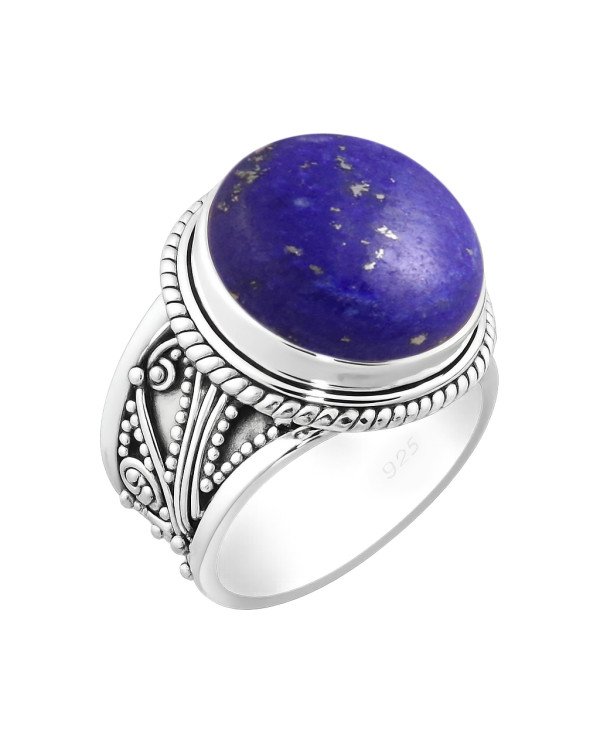 Natural Lapis Lazuli 925 Sterling Silver Statement Ring
