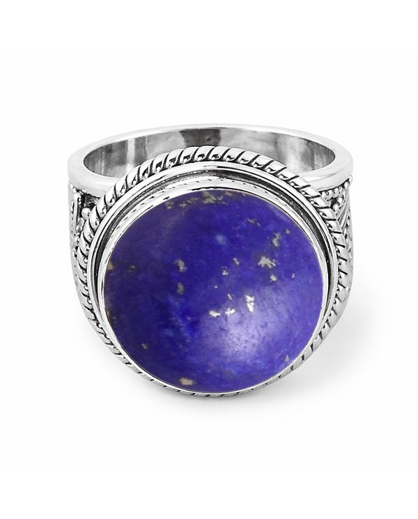 Natural Lapis Lazuli 925 Sterling Silver Statement Ring