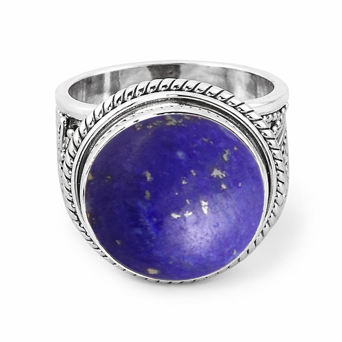 Natural Lapis Lazuli 925 Sterling Silver Statement Ring