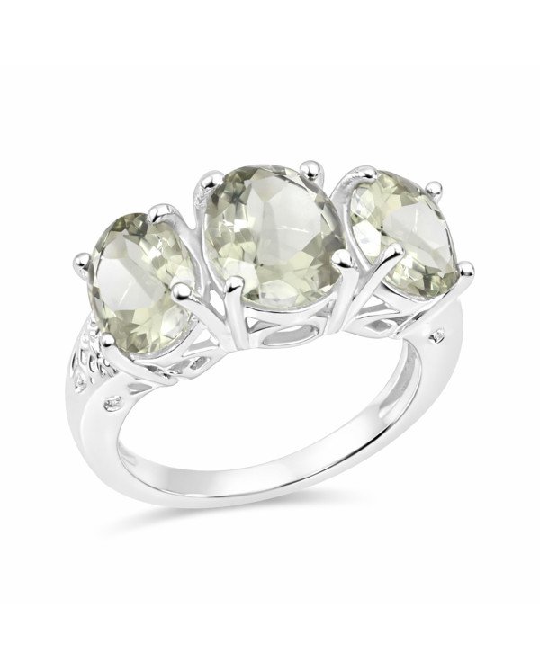 Green Amethyst Ring Anniversary Ring 925 Sterling Silver Ring