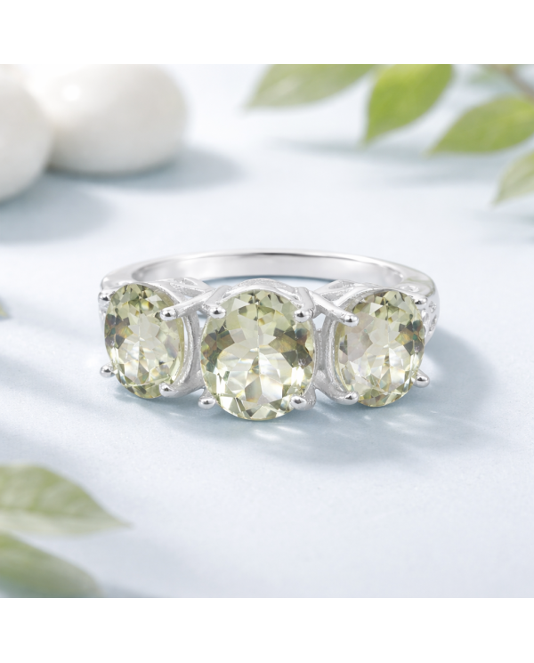 Green Amethyst Ring Anniversary Ring 925 Sterling Silver Ring