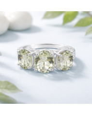 Green Amethyst Ring Anniversary Ring 925 Sterling Silver Ring