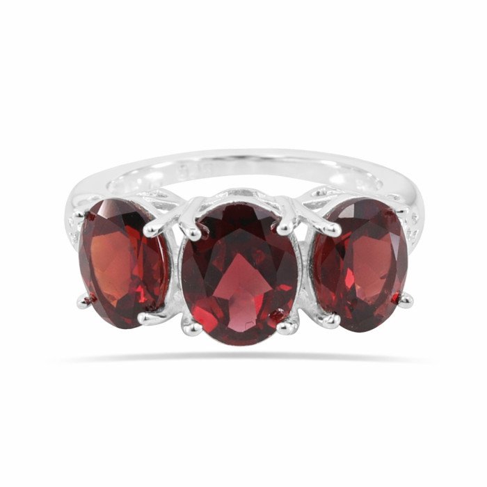 Anniversary Ring Red Garnet Gemstone Ring 925 Sterling Silver Ring