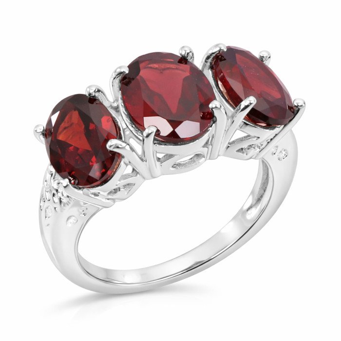 Anniversary Ring Red Garnet Gemstone Ring 925 Sterling Silver Ring