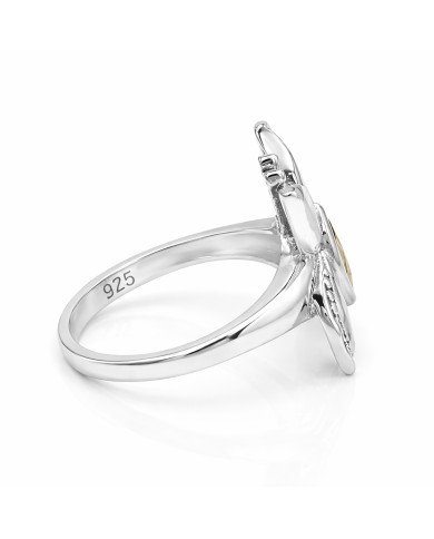 November Birthstone Sterling Silver Butterfly design Citrine Ring