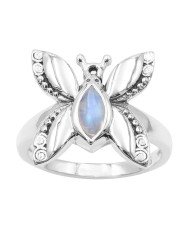Moonstone Sterling Silver Butterfly design June Birthstone Ring