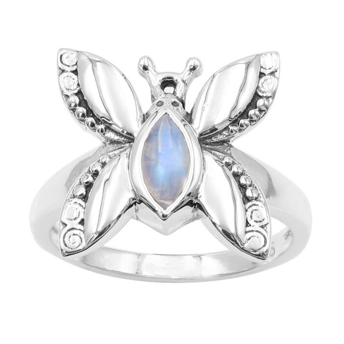 Moonstone Sterling Silver Butterfly design June Birthstone Ring