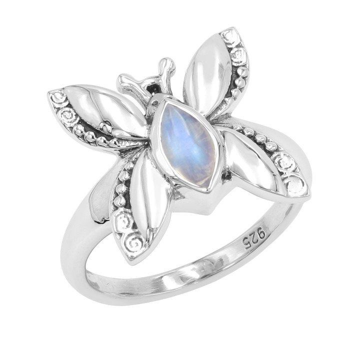 Moonstone Sterling Silver Butterfly design June Birthstone Ring