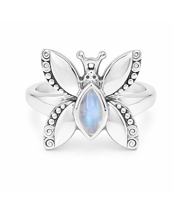 Moonstone Sterling Silver Butterfly design June Birthstone Ring