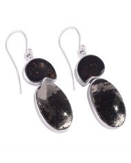 Hematite Ammonite Earrings 925 Silver Earrings Handcrafted Earrings