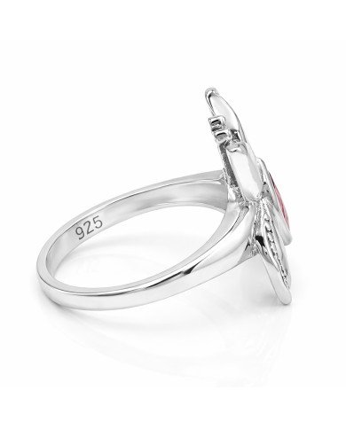 Sterling Silver Butterfly design January Birthstone Garnet Ring