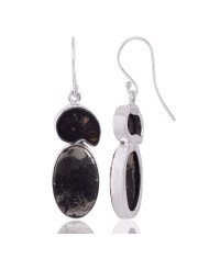 Hematite Ammonite Earrings 925 Silver Earrings Handcrafted Earrings
