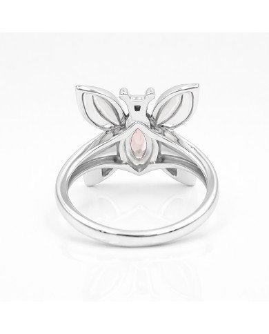 Smoky Quartz Ring 925 Sterling Silver Ring Butterfly Design Ring