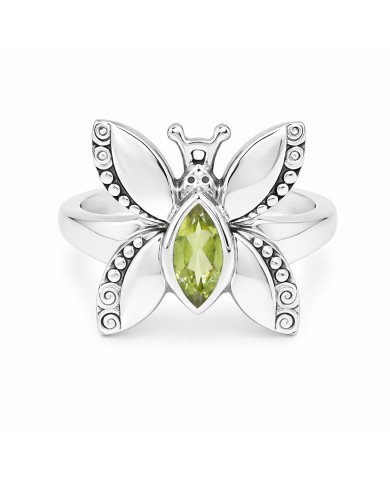 Sterling Silver Butterfly Design Peridot Ring