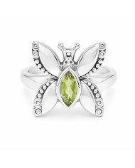 Sterling Silver Butterfly Design Peridot Ring