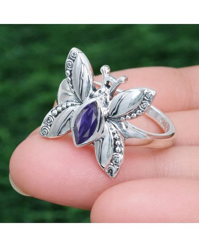 Iolite Ring 925 Sterling Silver Ring Butterfly Design Ring