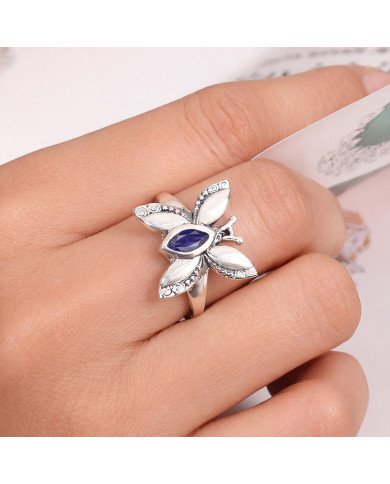 Iolite Ring 925 Sterling Silver Ring Butterfly Design Ring