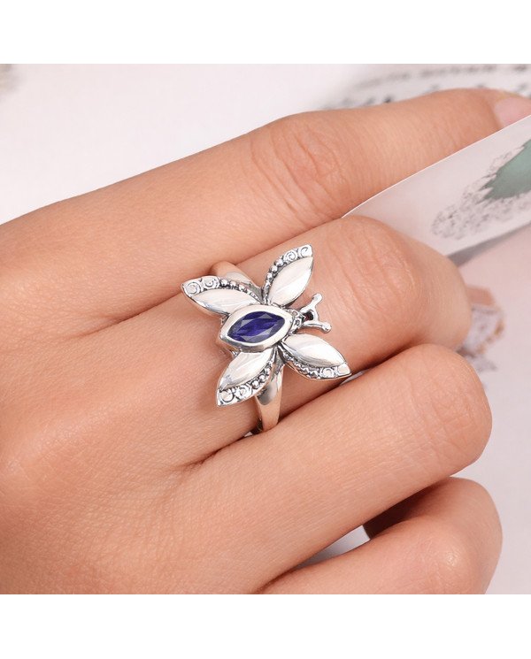 Iolite Ring 925 Sterling Silver Ring Butterfly Design Ring