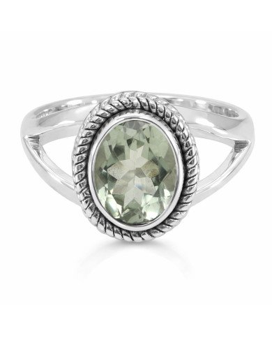 Green Amethyst Sterling Silver Engagement Ring