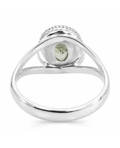 Green Amethyst Sterling Silver Engagement Ring