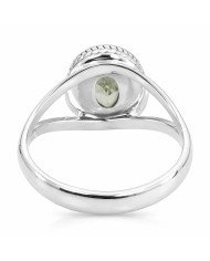 Green Amethyst Sterling Silver Engagement Ring