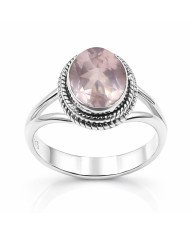 Rose Quartz Ring 925 Sterling Silver Ring Classic Solitaire Ring