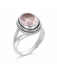 Rose Quartz Ring 925 Sterling Silver Ring Classic Solitaire Ring