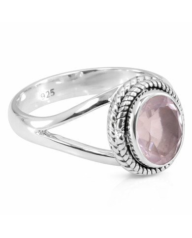 Rose Quartz Ring 925 Sterling Silver Ring Classic Solitaire Ring