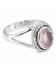 Rose Quartz Ring 925 Sterling Silver Ring Classic Solitaire Ring
