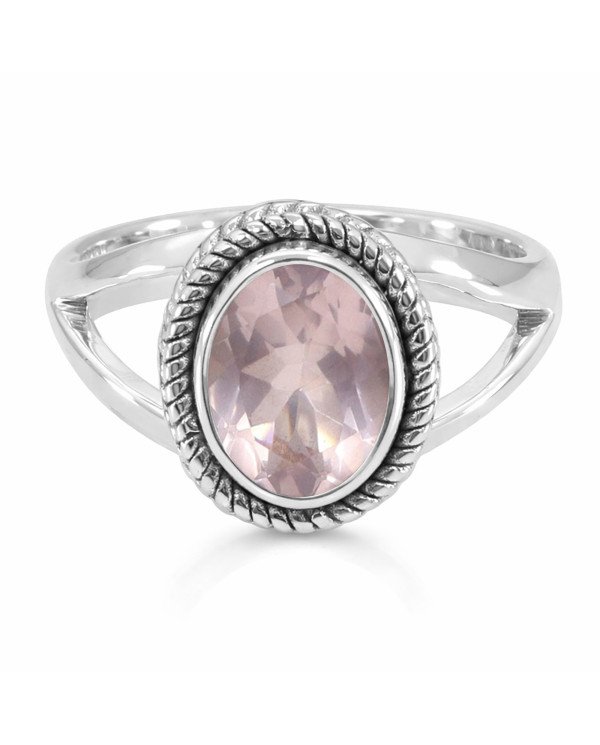 Rose Quartz Ring 925 Sterling Silver Ring Classic Solitaire Ring
