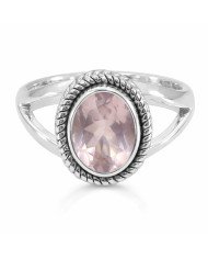 Rose Quartz Ring 925 Sterling Silver Ring Classic Solitaire Ring