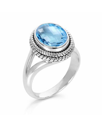 Sky Blue Topaz Ring Handcrafted Ring 925 Sterling Silver Ring