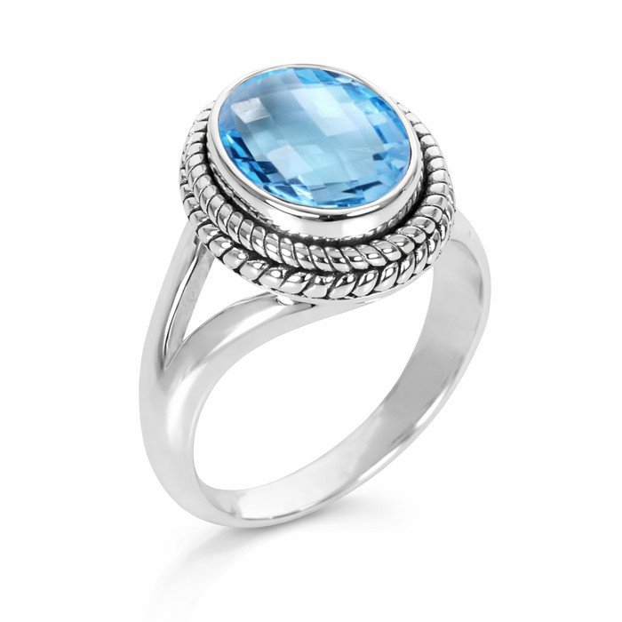 Sky Blue Topaz Ring Handcrafted Ring 925 Sterling Silver Ring