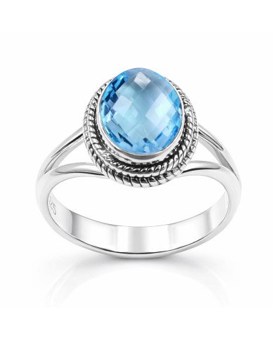 Sky Blue Topaz Ring Handcrafted Ring 925 Sterling Silver Ring