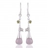 Fast Shipping Rose Quartz and Pearl Peridot 925 Silver Drop Earrings