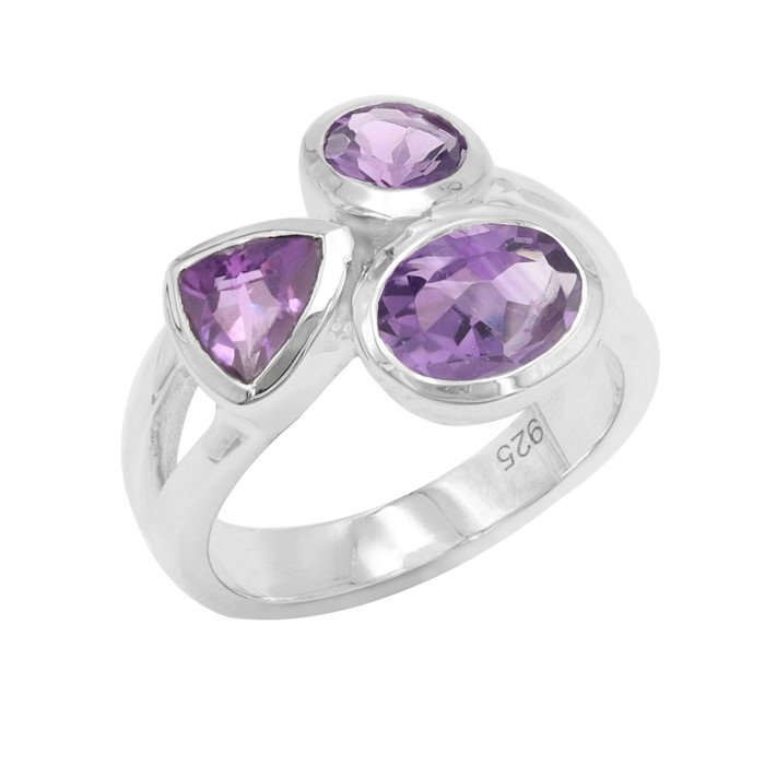 Purple Amethyst Ring 925 Sterling Silver Ring February Birthstone Ring