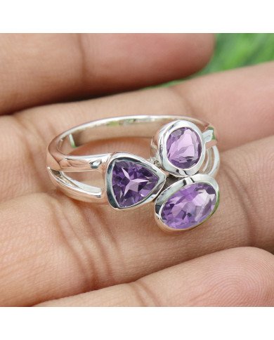 Purple Amethyst Ring 925 Sterling Silver Ring February Birthstone Ring