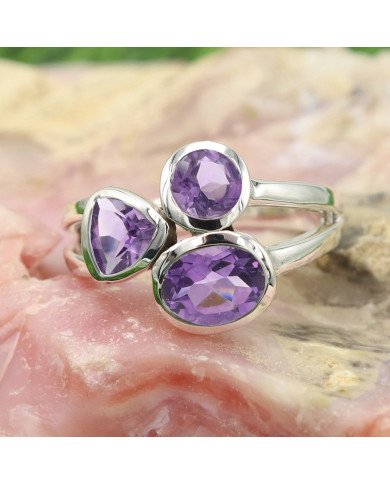 Purple Amethyst Ring 925 Sterling Silver Ring February Birthstone Ring