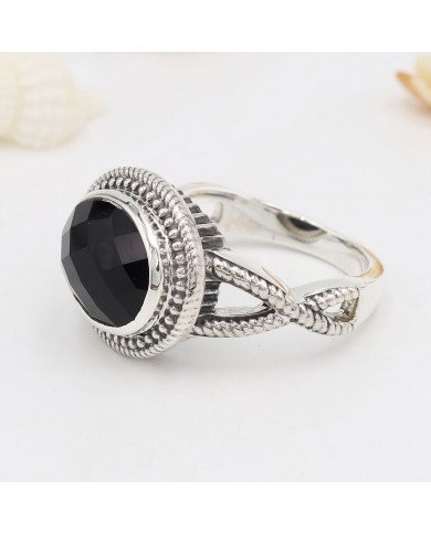 Black Onyx Gemstone Ring Handcrafted Ring 925 Sterling Silver Ring