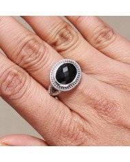 Black Onyx Gemstone Ring Handcrafted Ring 925 Sterling Silver Ring