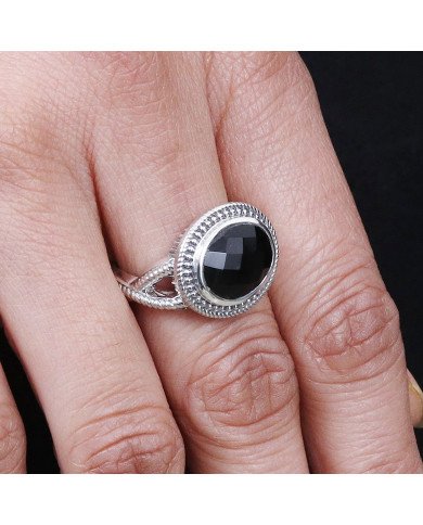 Black Onyx Gemstone Ring Handcrafted Ring 925 Sterling Silver Ring