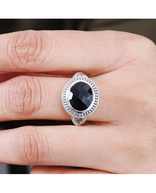 Black Onyx Gemstone Ring Handcrafted Ring 925 Sterling Silver Ring