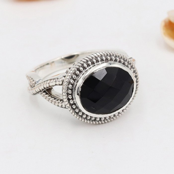 Black Onyx Gemstone Ring Handcrafted Ring 925 Sterling Silver Ring