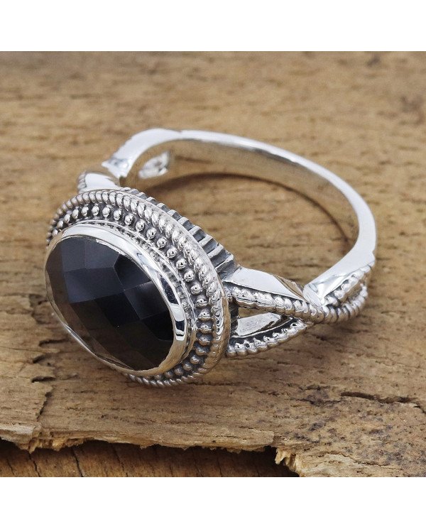 Black Onyx Gemstone Ring Handcrafted Ring 925 Sterling Silver Ring