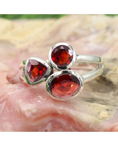 Red Garnet Ring 925 Sterling Silver Ring January birthstone Ring