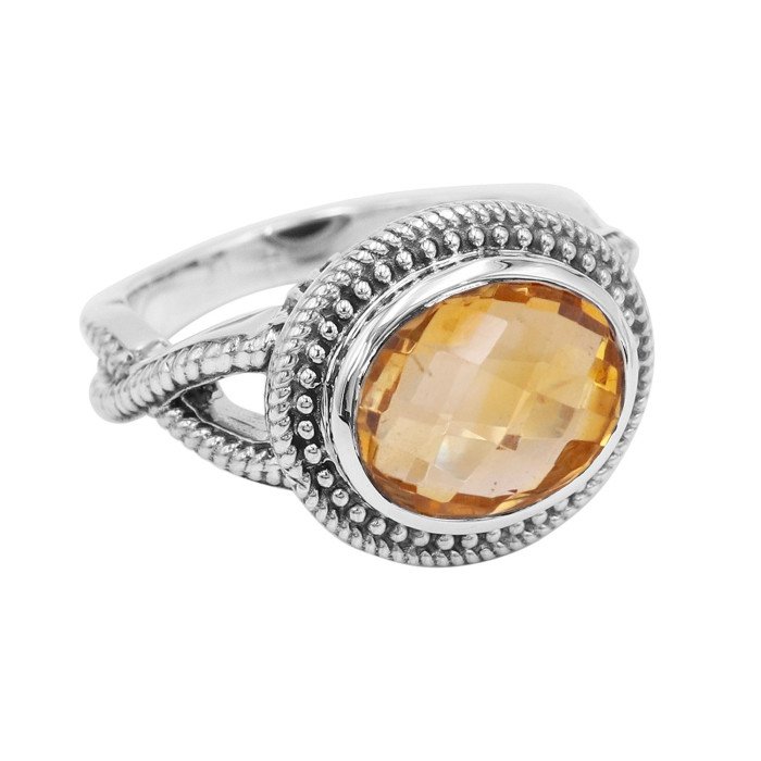 Citrine Gemstone Ring Handcrafted Ring 925 Sterling Silver Ring