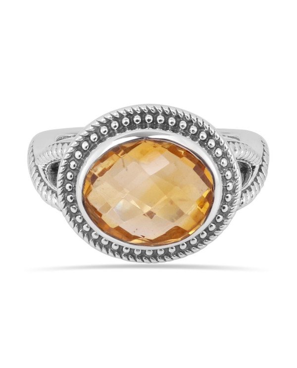 Citrine Gemstone Ring Handcrafted Ring 925 Sterling Silver Ring